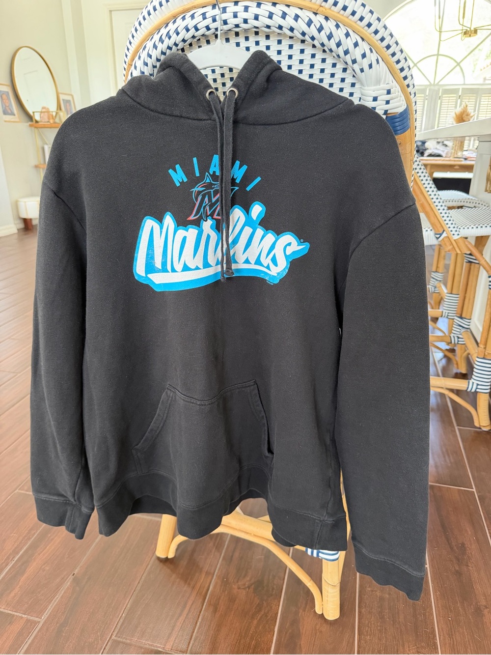 MLB Genuine Merchandise Miami Marlins Pullover Hoodie Black Blue Size 2XL
